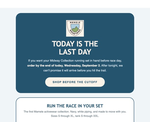 Today is the last day to get it before the race